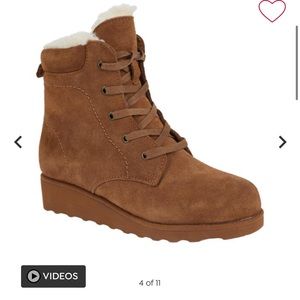 Bearpaw Phoebe Suede Sheepskin Lace-Up Hiker Boot Never-Wet